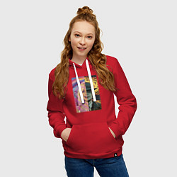 Толстовка-худи хлопковая женская Barbie Oppenheimer, цвет: красный — фото 2