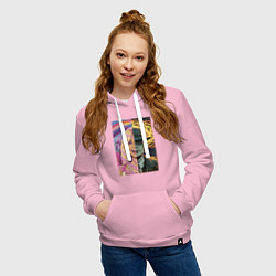 Толстовка-худи хлопковая женская Barbie Oppenheimer, цвет: светло-розовый — фото 2