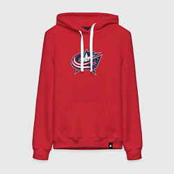 Толстовка-худи хлопковая женская Columbus blue jackets - hockey team - emblem, цвет: красный