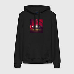 Толстовка-худи хлопковая женская Гоночная машина, цвет: черный