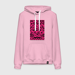 Толстовка-худи хлопковая женская Розовая стоп лента Абстракция с заградительной лен, цвет: светло-розовый