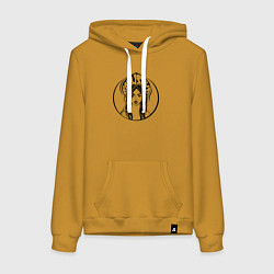 Толстовка-худи хлопковая женская Babushka, цвет: горчичный