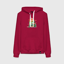 Толстовка-худи хлопковая женская Малыш Бульбазавр, цвет: маджента
