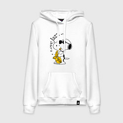 Толстовка-худи хлопковая женская I love jazz, цвет: белый