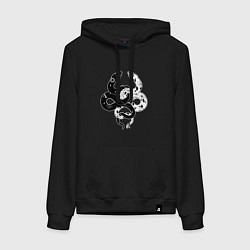 Женская толстовка-худи Змеи инь и янь - черное белое