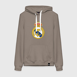Толстовка-худи хлопковая женская Real madrid fc sport, цвет: утренний латте