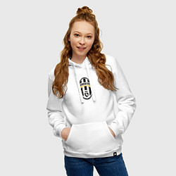 Толстовка-худи хлопковая женская Juventus sport fc, цвет: белый — фото 2