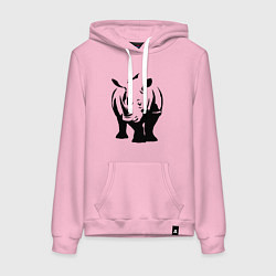Толстовка-худи хлопковая женская Носорог анфас, цвет: светло-розовый