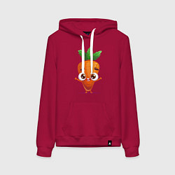 Толстовка-худи хлопковая женская Морковка кавайная, цвет: маджента