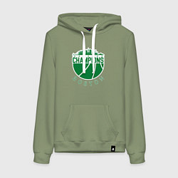 Толстовка-худи хлопковая женская Boston champions, цвет: авокадо