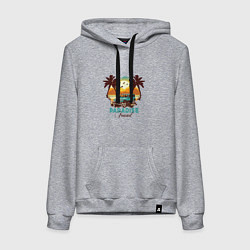 Толстовка-худи хлопковая женская Джип Вранглер на фоне шикарного пляжа, цвет: меланж