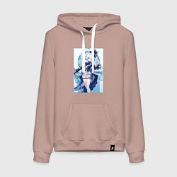 Толстовка-худи хлопковая женская Фурина - Геншин импакт, цвет: пыльно-розовый