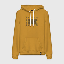Толстовка-худи хлопковая женская Зебра из Африки, цвет: горчичный