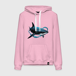 Толстовка-худи хлопковая женская Акула портрет, цвет: светло-розовый
