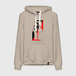 Толстовка-худи хлопковая женская Боевые искуства black and red, цвет: миндальный