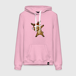 Толстовка-худи хлопковая женская Dabbing deer, цвет: светло-розовый