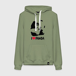 Толстовка-худи хлопковая женская I love panda, цвет: авокадо