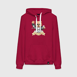 Толстовка-худи хлопковая женская Плюшевый медвежонок байкер, цвет: маджента