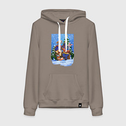 Женская толстовка-худи Кибердеревня роботы новый год