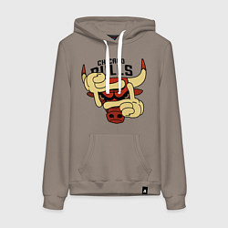 Толстовка-худи хлопковая женская Bulls logo with hands, цвет: утренний латте