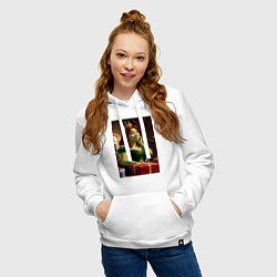 Толстовка-худи хлопковая женская Шрек: Фиона с подарками, цвет: белый — фото 2