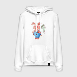 Женская толстовка-худи Мультяшный поросенок с сачком