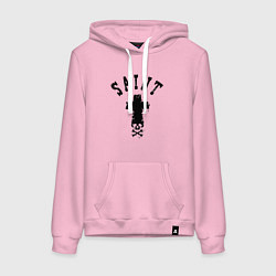 Толстовка-худи хлопковая женская Крест с черепом, цвет: светло-розовый
