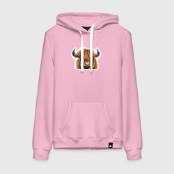 Толстовка-худи хлопковая женская Шотландский волосатый бык, цвет: светло-розовый