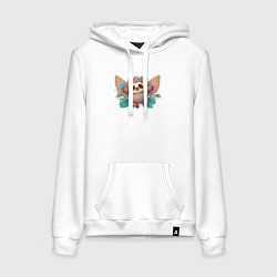 Толстовка-худи хлопковая женская Малыш ленивец, цвет: белый