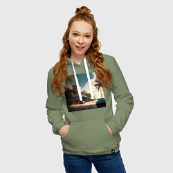 Толстовка-худи хлопковая женская Солнечный Майами, цвет: авокадо — фото 2