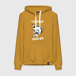 Толстовка-худи хлопковая женская Old punk, цвет: горчичный