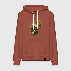Толстовка-худи хлопковая женская Тяжёлый рок от Пикачу, цвет: кирпичный