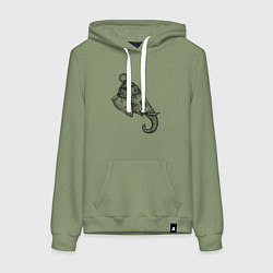 Толстовка-худи хлопковая женская Слон в шапке, цвет: авокадо