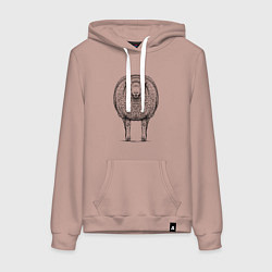 Толстовка-худи хлопковая женская Овца анфас, цвет: пыльно-розовый