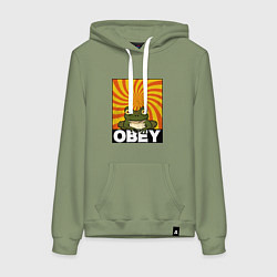 Толстовка-худи хлопковая женская Гипножаба по мотивам Футурама на оранжевом фоне, цвет: авокадо