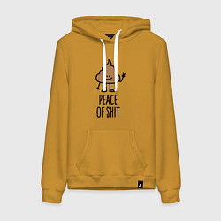 Толстовка-худи хлопковая женская Peace of shit, цвет: горчичный