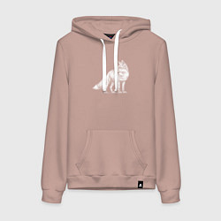 Толстовка-худи хлопковая женская Белый лисенок, цвет: пыльно-розовый