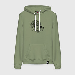 Толстовка-худи хлопковая женская Барашек в шапке и очках, цвет: авокадо