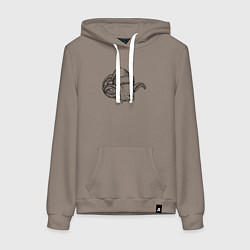 Толстовка-худи хлопковая женская Новогодний барашек, цвет: утренний латте