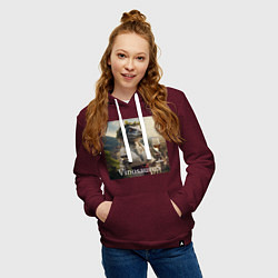 Толстовка-худи хлопковая женская Винозавра Балдежная - пивозавриха, цвет: меланж-бордовый — фото 2