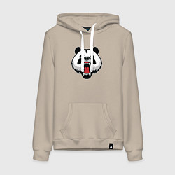 Толстовка-худи хлопковая женская Сердитая панда, цвет: миндальный