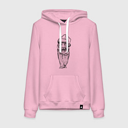 Толстовка-худи хлопковая женская Тигр в новогоднем колпаке, цвет: светло-розовый