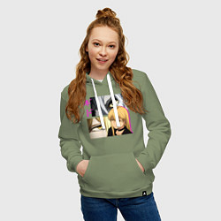 Толстовка-худи хлопковая женская Путеводитель - Ведьма и чудовище, цвет: авокадо — фото 2