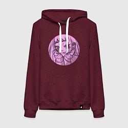 Толстовка-худи хлопковая женская Досанко гяру чудо как милы - Минами Фуюки, цвет: меланж-бордовый