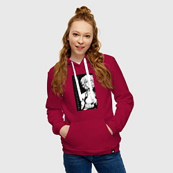 Толстовка-худи хлопковая женская Евангелион Рей Аянами пилот, цвет: маджента — фото 2