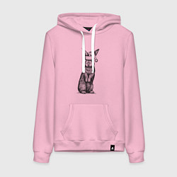 Толстовка-худи хлопковая женская Кролик новогодний, цвет: светло-розовый