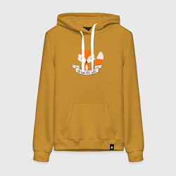 Толстовка-худи хлопковая женская Ох ради лисы, цвет: горчичный