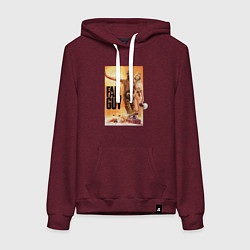 Толстовка-худи хлопковая женская Эмили Блант и Райан Гослинг каскадеры, цвет: меланж-бордовый