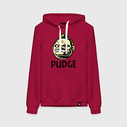 Толстовка-худи хлопковая женская Pudge Face, цвет: маджента