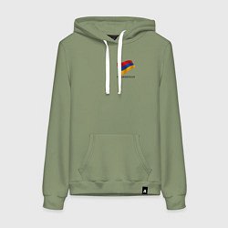Толстовка-худи хлопковая женская Im Armenian - motto, цвет: авокадо